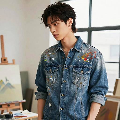 Male Artist with Side Part Hairstyle