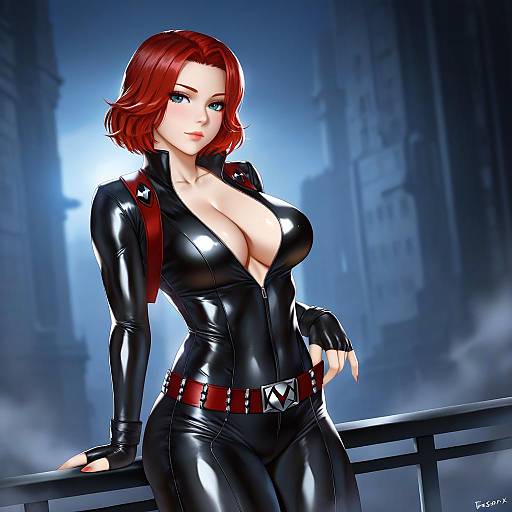 Illustration of Black widow, marvel in the style of Easonx