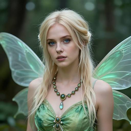 Blonde Fairy in Green Dress