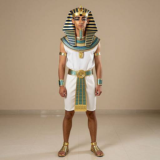 Man in Pharaoh Costume on Tiles