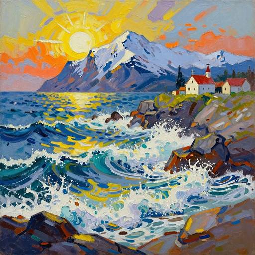 Impressionistic Stormy Sea Landscape