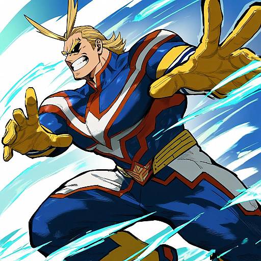 Illustration of All might, boku no hero academia in the style of Tenten (chan4545)