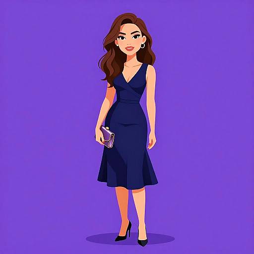 Elegant Woman in Dark Blue Dress