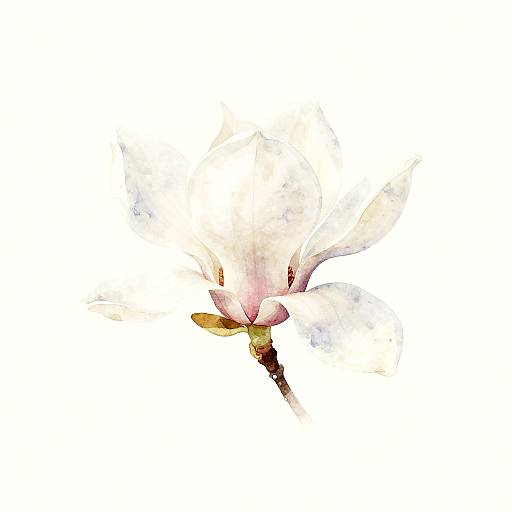 Digital Watercolor Magnolia Illustration