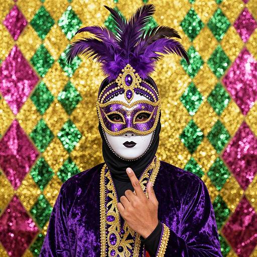 Colorful Carnival Masked Performer