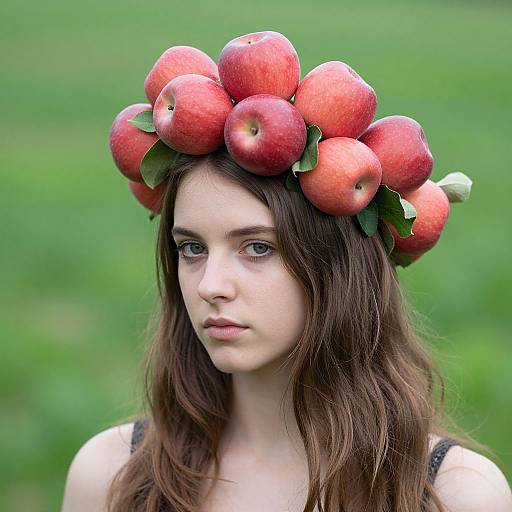 Woman with Apple Crown in Green
