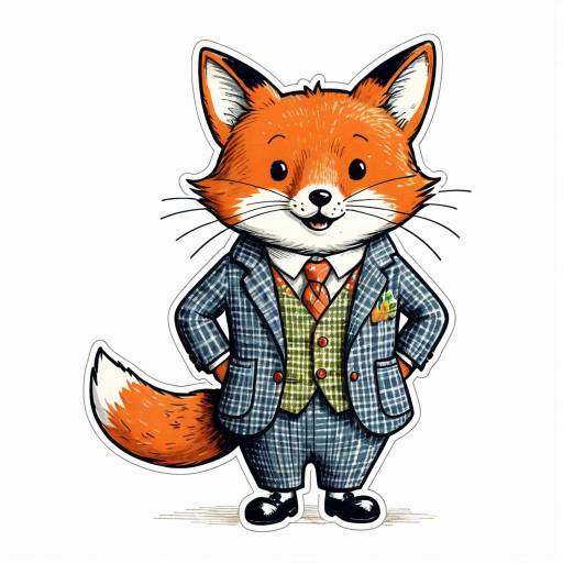 Anthropomorphic Fox in Tweed Suit Illustration