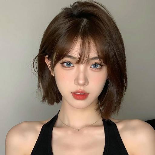 Portrait of Young Woman with Short Brown Hair