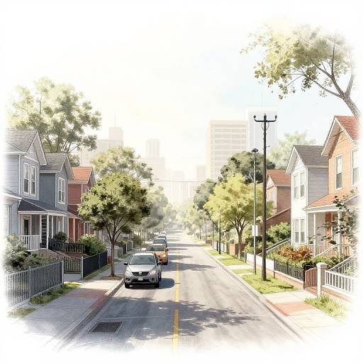 Light Diffused Tramway in American Neighborhood