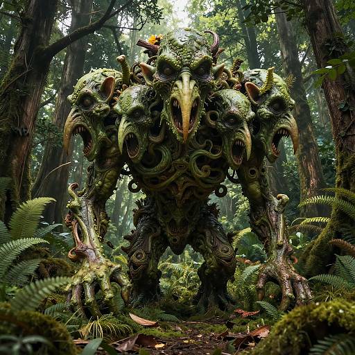 Surreal Forest Green Grotesque Humanoid
