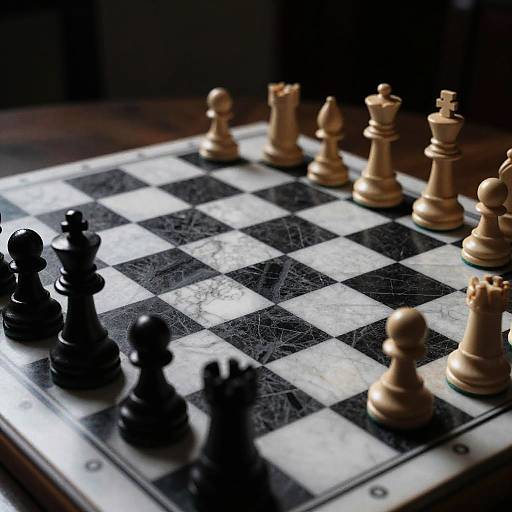Dramatic Close-Up of Chessboard Play