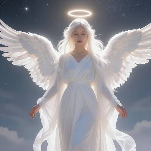 Serene Female Angel with Glowing Wings