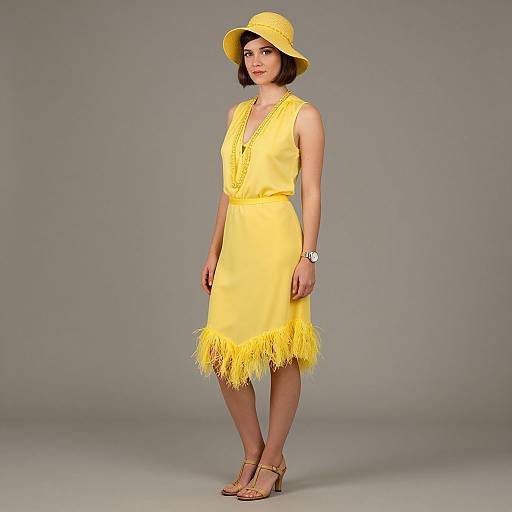 Realistic Girl in Yellow Flapper Costume