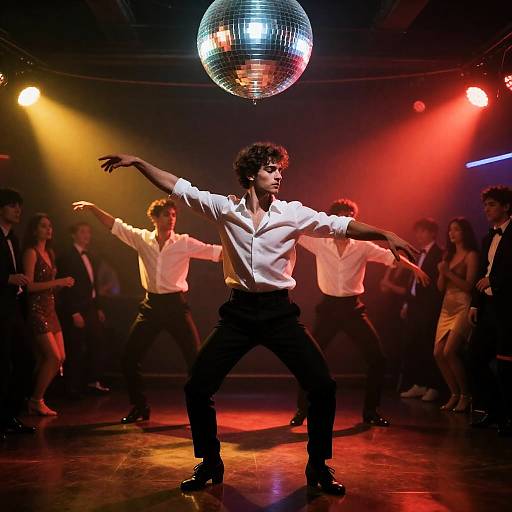 Dynamic Male Dancer in Nightclub Setting