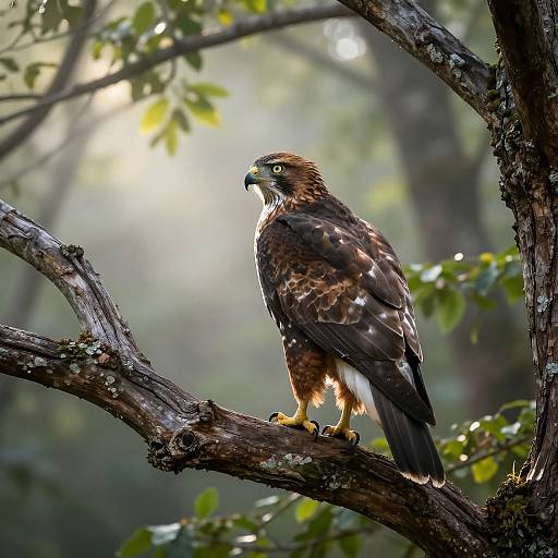 Hawk on Ancient Tree Branch