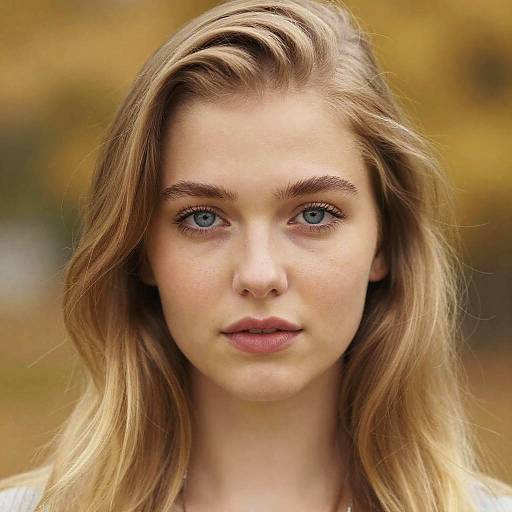 Serene Young Woman Portrait with Blue Eyes