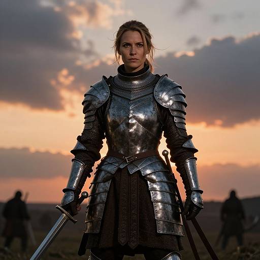 Fierce Female Warrior at Sunset