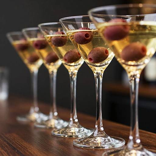 Elegant Martini Glasses in a Row