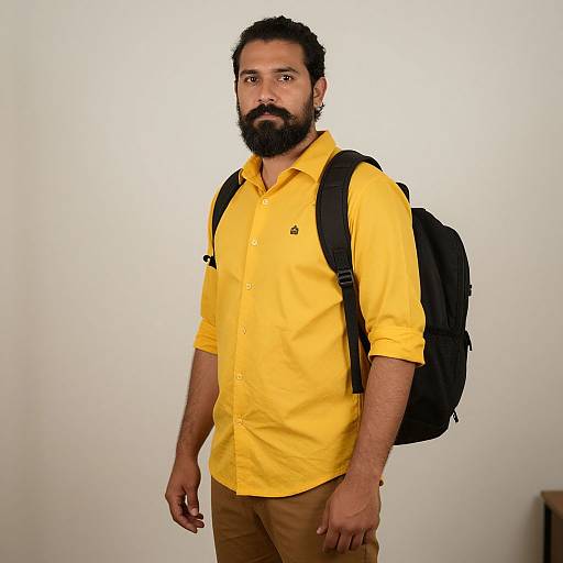Bearded Man in Casual Outfit
