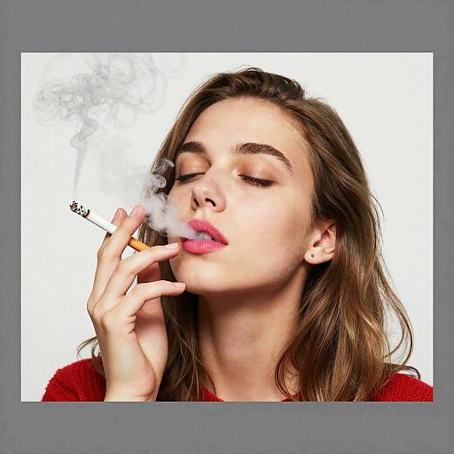 Close-Up of Woman Smoking Cigarette
