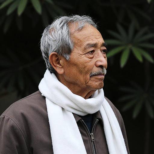 Elderly Man in Nature: Calm Expression