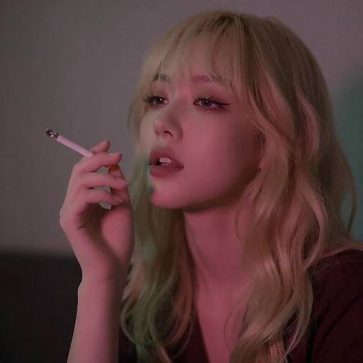 Captivating Blonde Woman in Dim Lighting