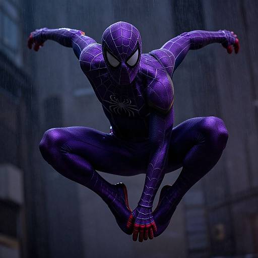 Metallic Purple Spider-Man Action Scene