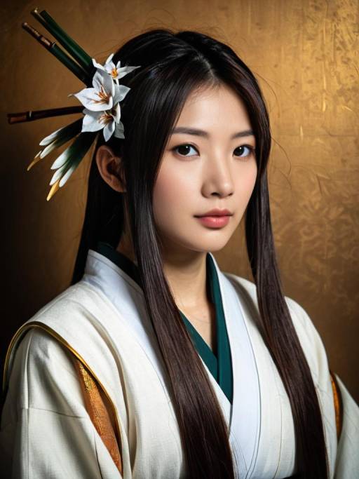 Young Woman in Traditional Japanese Style Costume