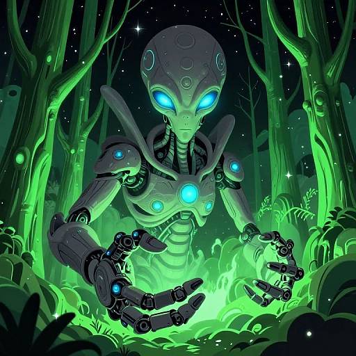 Futuristic Neon Alien Embrace