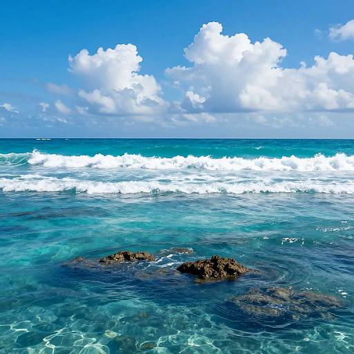 Vivid Turquoise Ocean Horizon Scene