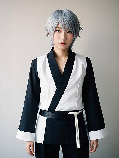 Young Man in Yu Narukami Cosplay Costume