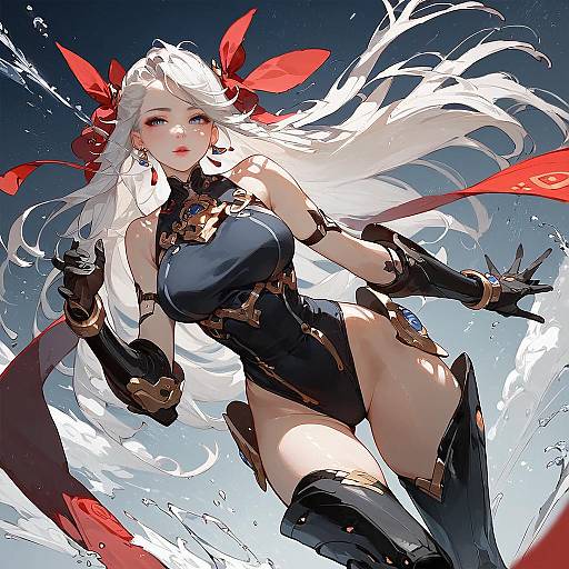 Anime Style Female Warrior with Mechanical Armor