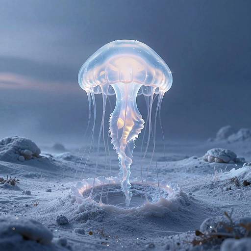 Glowing Alien Jellyfish on Snowy World