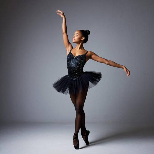 Elegant ballerina in black tutu posing
