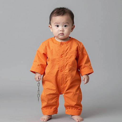 Stylish Hip Hop Baby in Orange Jumpsuit