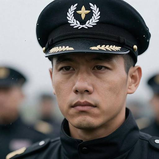 Serious Navy Man in the Rain