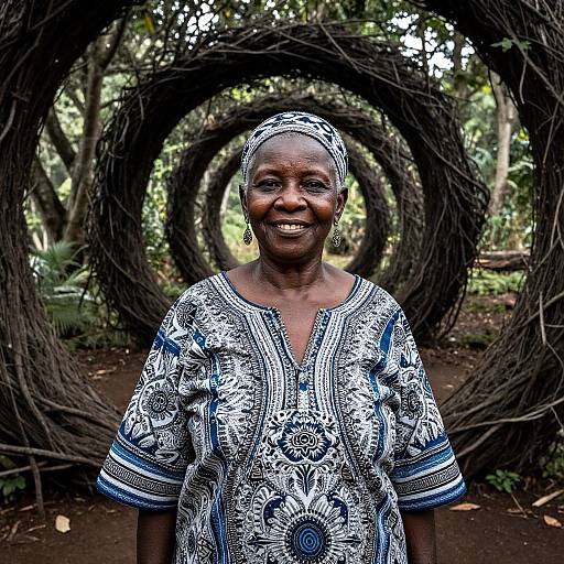 Joyful Elderly African Woman Portal