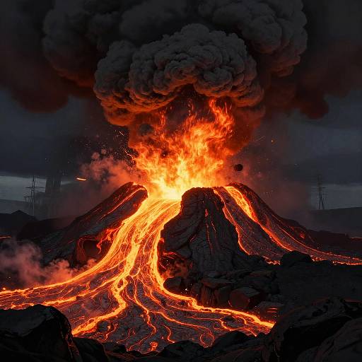 Dramatic Volcanic Eruption Digital Art