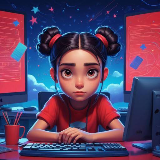 Frustrated Girl in Cartoon Digital Style