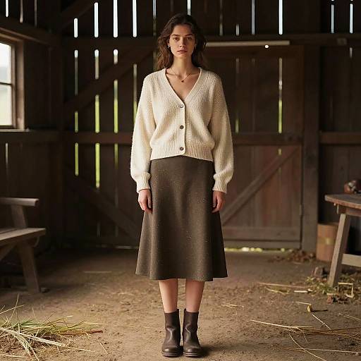 Fashion-Forward Cashmere in Rustic Barn