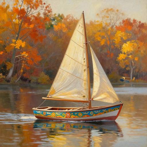 Vintage Craftboat on Autumn Lake