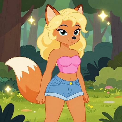 Anthropomorphic Fox Character in Forest