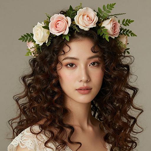 Elegant Woman with Floral Wreath