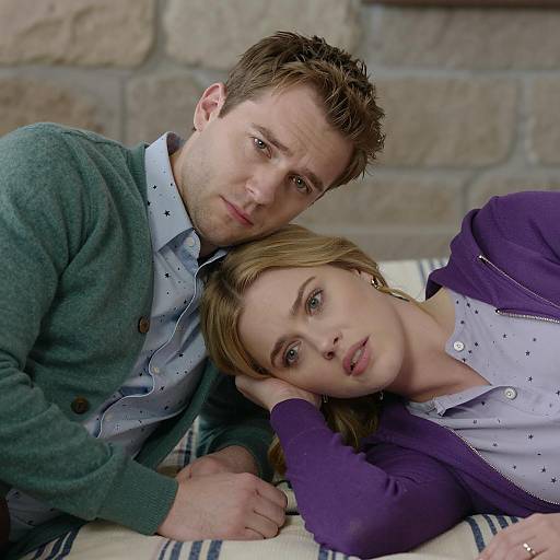 Couple lying together indoors