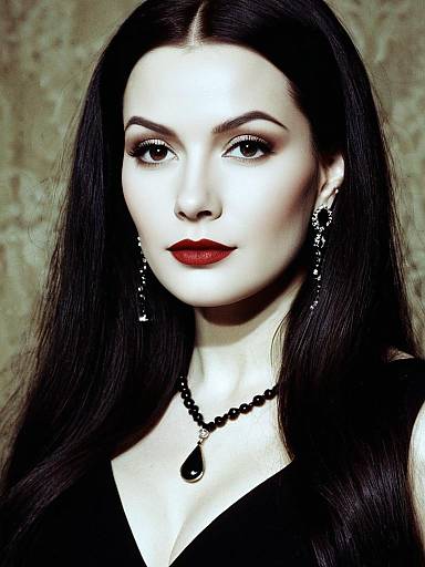Morticia Addams Inspired Elegant Black Portrait