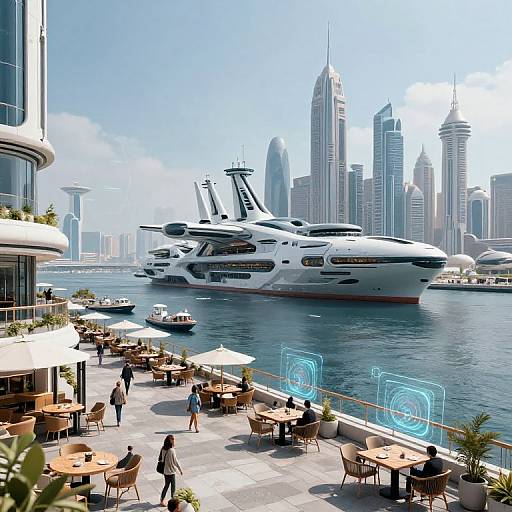 Futuristic Cyberpunk City Harbor