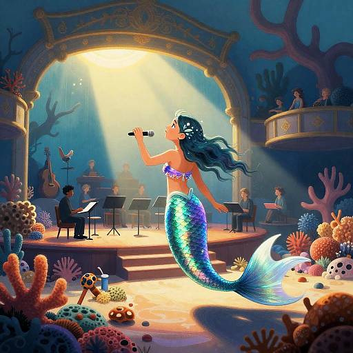 Whimsical Mermaid Bard at Coral Concert