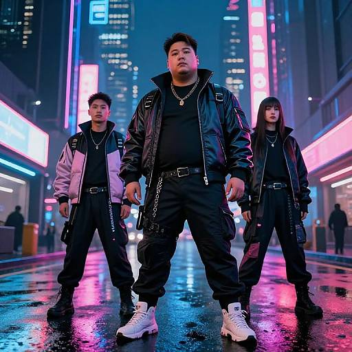 Thicc Asians in Neon Cyberpunk City