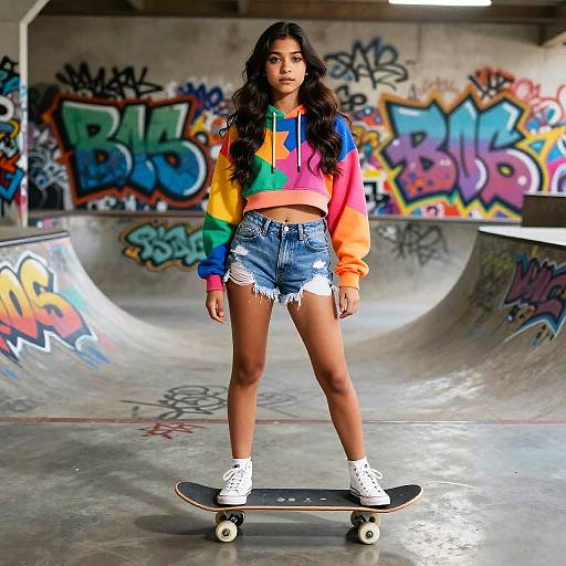 Stylish Latina Teen at Graffiti Skate Park