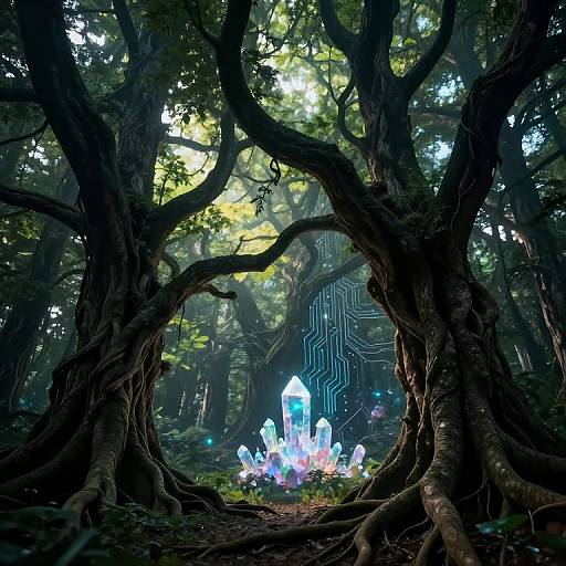 Dreamlike Tech-Nature Forest Fusion